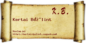 Kertai Bálint névjegykártya